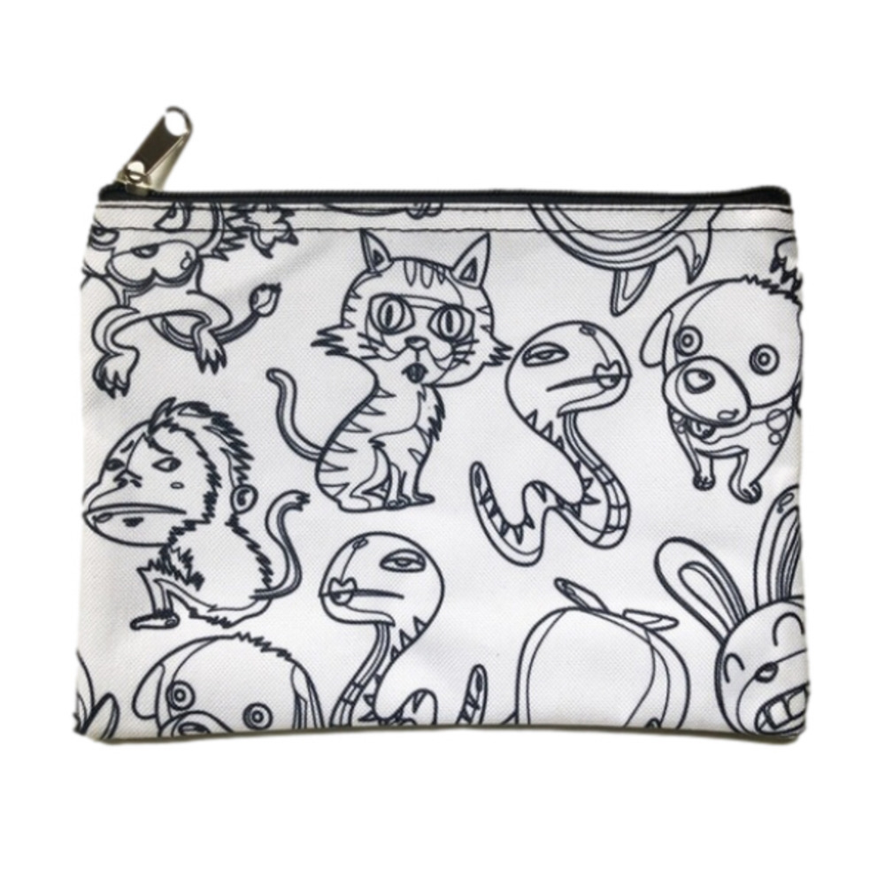 𝅺Zippered Pencil Case or Storage Pouch in Animal Cartoon Print